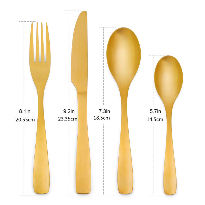 24 Pieces Matte Gold Stainless Steel Cutlery Set For 6 People, Matt Finish, Gold Flatware Tableware Set, Silverware With Spoon Knife And Fork Set, Easy Clean, Dishwasher Safe