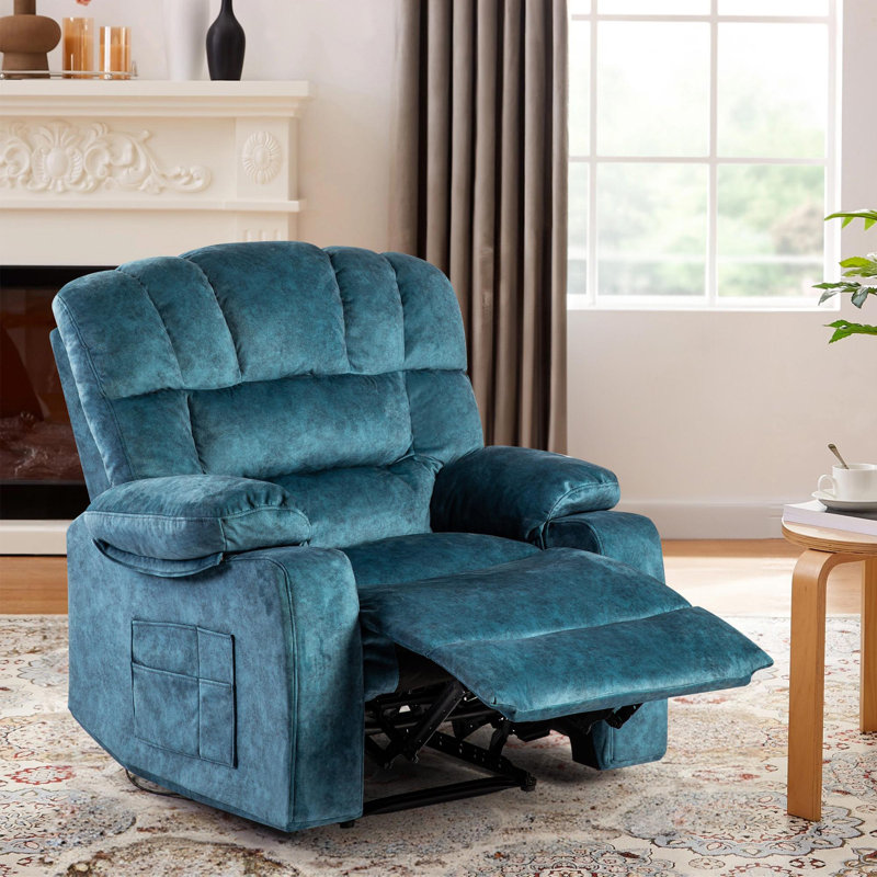 40.9'' Width Soft Velvet Living Room Recliner, Blue