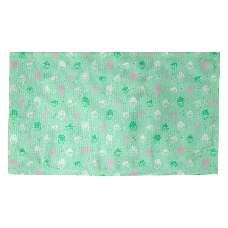 Tapis vert/blanc petits gâteaux Avicia, Rectangle 7 pi 2 po x 5 pi 2 po