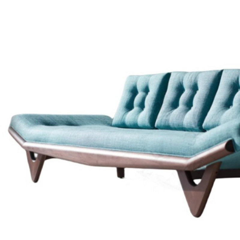 Wabi-sabi Lambswool Straight Sofa, Turquoise