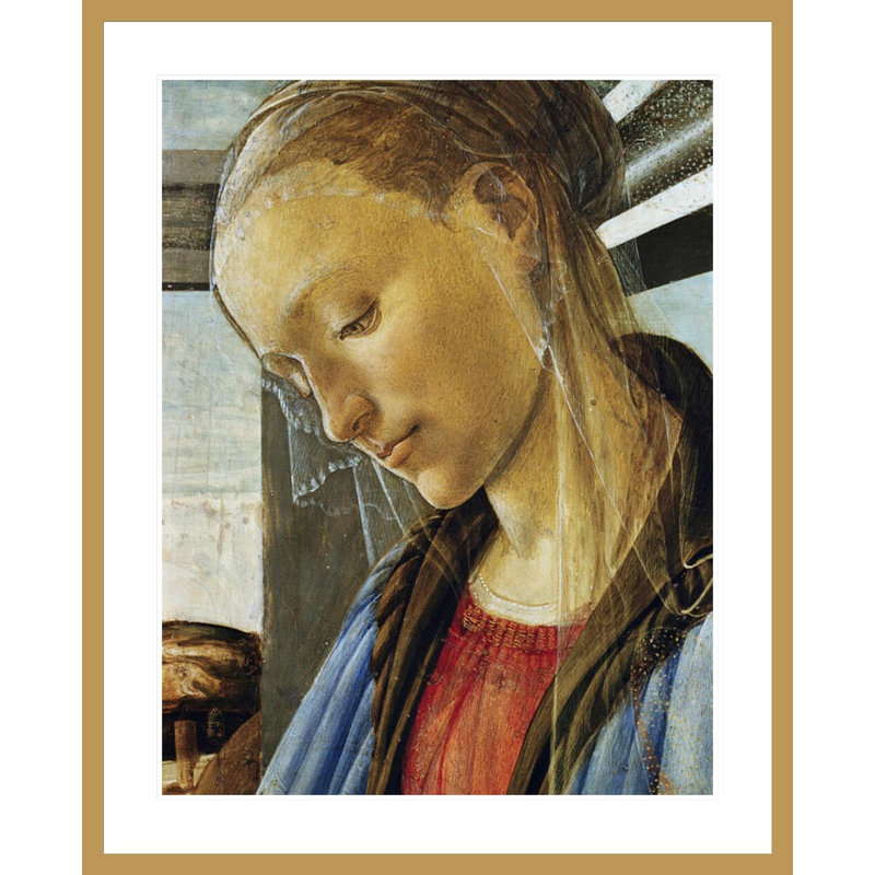 «Détail de Marie de la Madone de l'Eucharistie» par Sandro Botticelli - Estampe numérique encadrée, H 41,24 po x l 33,5 po