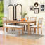 Ensemble de salle à manger extensible rustique 6 pièces avec finition patinée, chaises et banc rembourrés-252691486
