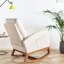 Chaise berçante confortable en lin beige et bois massif pour chambre à coucher
