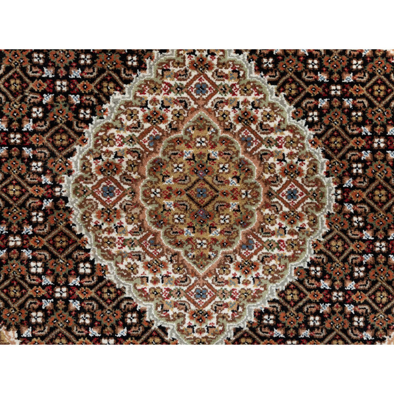 Tapis unique noué à la main de 3 pi x 5 pi 3 po noir / orange / brun clair Fredreich