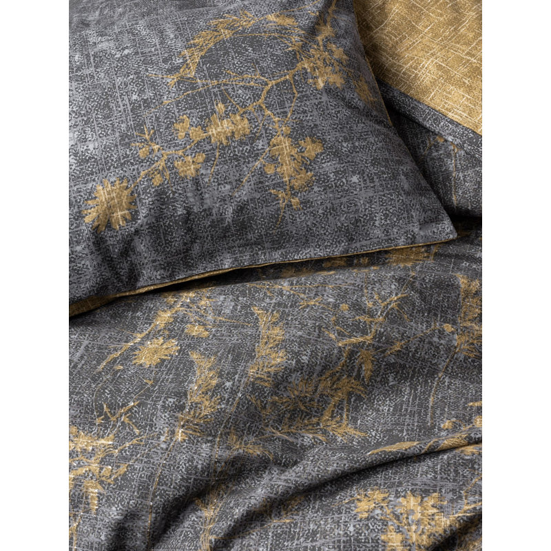 100% Cotton Ranforce King Quilt Cover Set, Mustard Color, 94.5 x 86.6 inches | Includes 2 Pillowcases (23.6 x 23.6 inches) | Pigment Printed, Machine Washable, Envelope & Button Closure | Soft & Durable Bedding