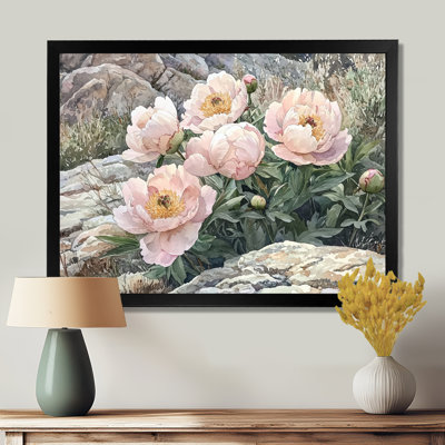 Insafes pivoines dans les contreforts rocheux II - pivoines, art mural