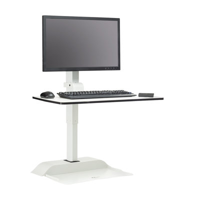 Soar™ Rise Electric Sit/Stand Arm Height Adjustable Silver Motorized Tilt Desktop Mount Screens Holds up to 10 lbs