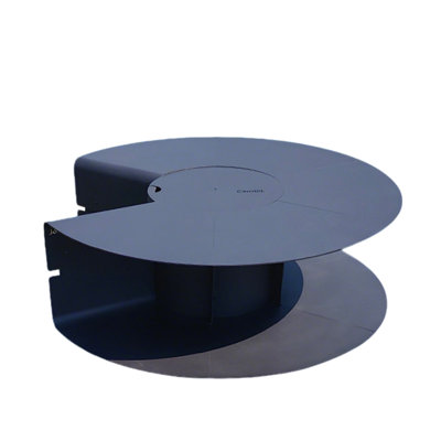 Modern Round Matte Black Steel Wood Burning Fire Pit Table With Built-In Firewood Storage Grill Lid For Patio Deck Backyard Family Parties, 47.24"