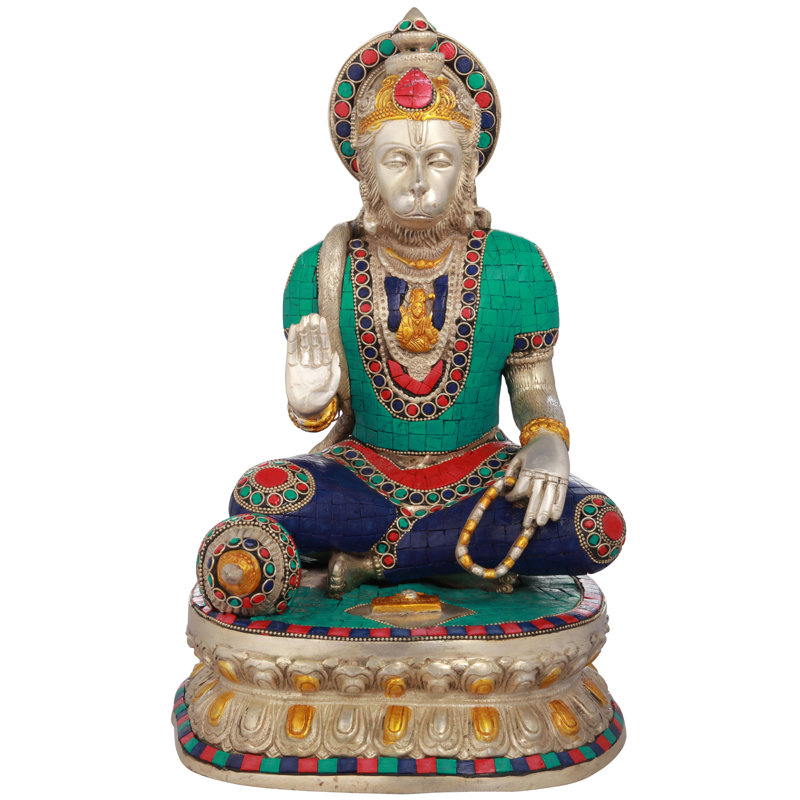 14 po, bénédiction du dieu Hanuman en laiton