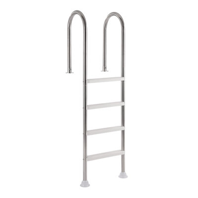 Stainless Steel In-Ground Pool Ladder with 4 Steps and Dual Handrails for 54" Decked Pools - Heavy Duty Swimming Pool Accessory