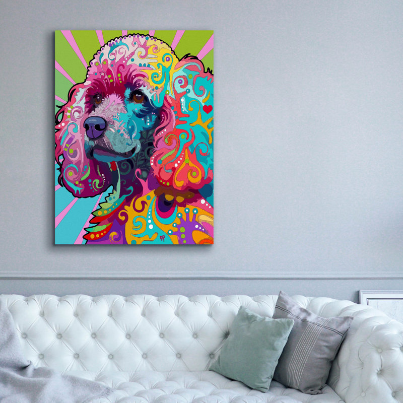 «Poodle Love» par Dean Russo, art mural sur toile, H 54 po x l 40 po x P 1,5 po