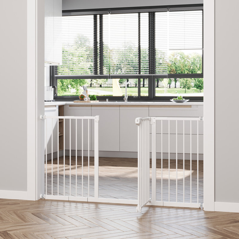 Adjustable Safety Gate with 3 Extensions and Four Adjustable Screws White