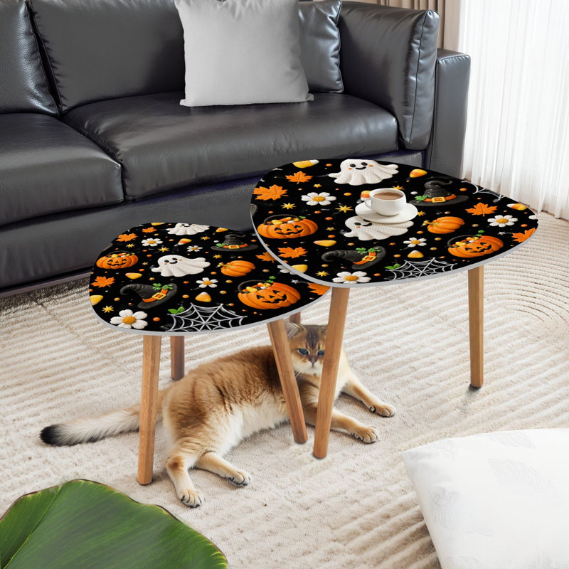 Ensemble de 2 tables basses gigognes triangulaires Halloween Halloween
