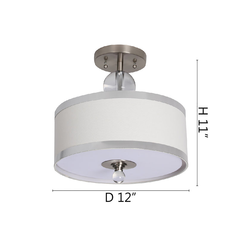 2-Light Semi Flush Mount With A Drum Shade