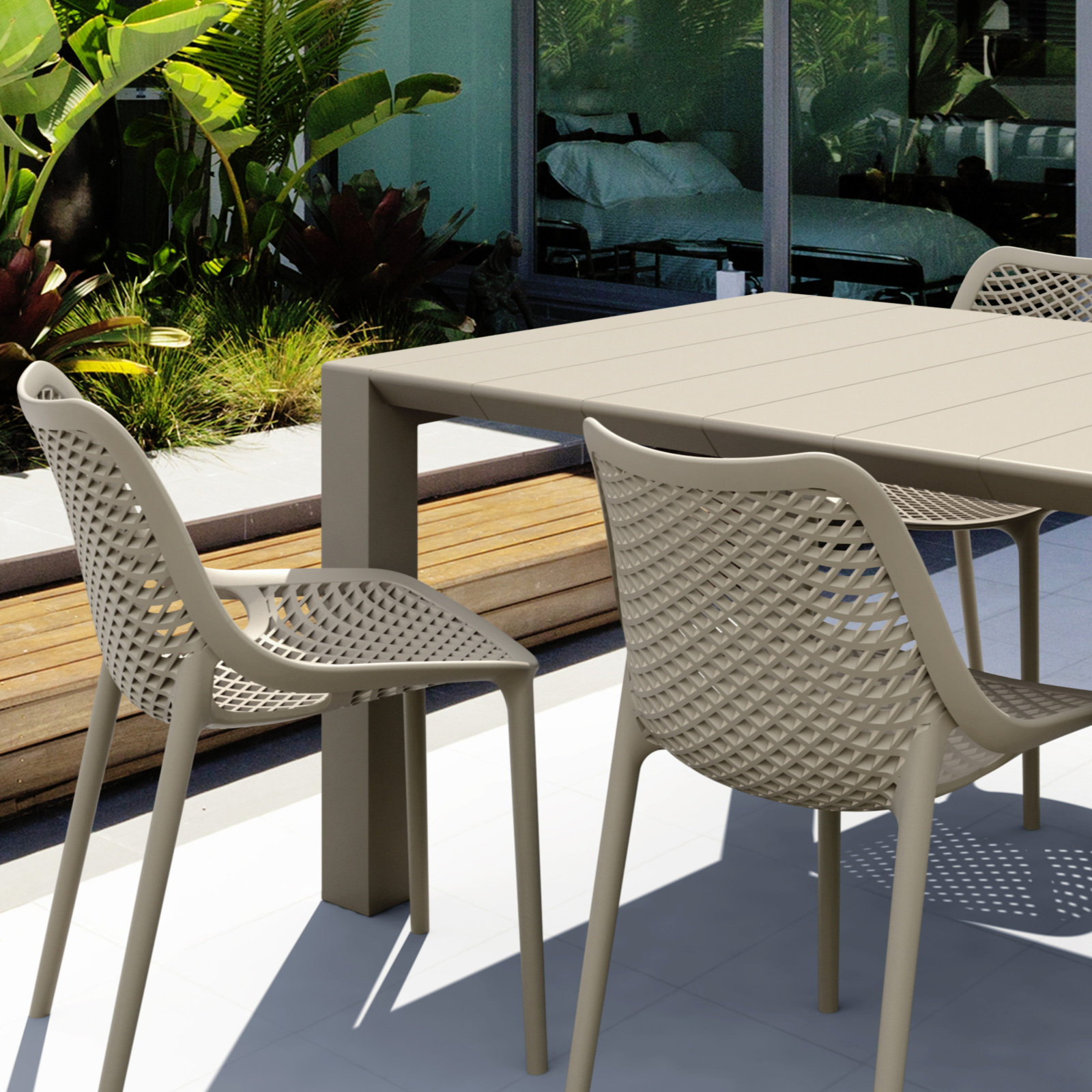 Asherton Square 4-Person Outdoor Dining Set, Taupe