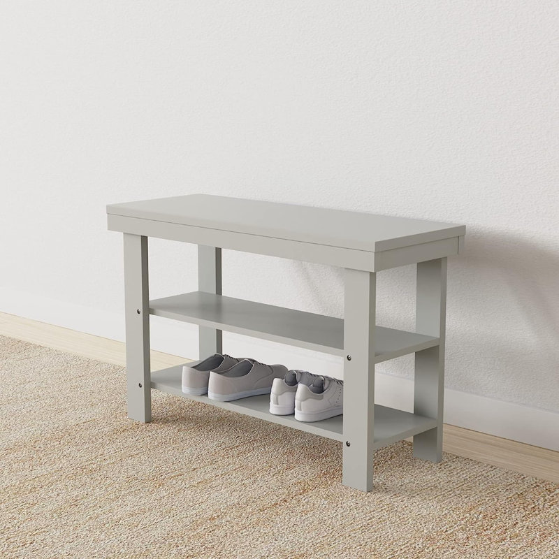 Castoro Solid Wood Storage Bench, Gray
