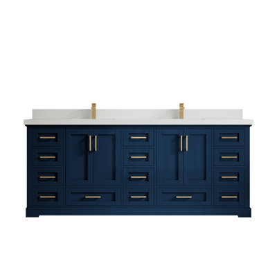 Esin 84'' Double Bathroom Vanity with Quartz Top