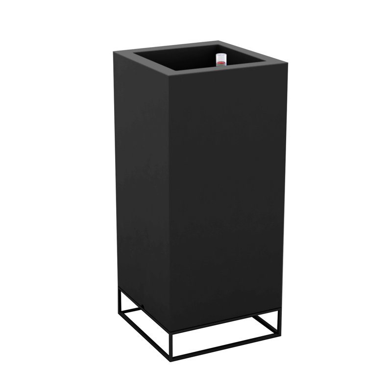 Vela Resin Pot Planter, 35.5" H x 15.75" W x 15.75" D, Black