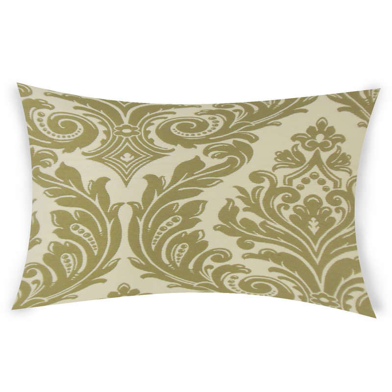 Damask Feather Reversible Throw Pillow, Green, 14" x 48"