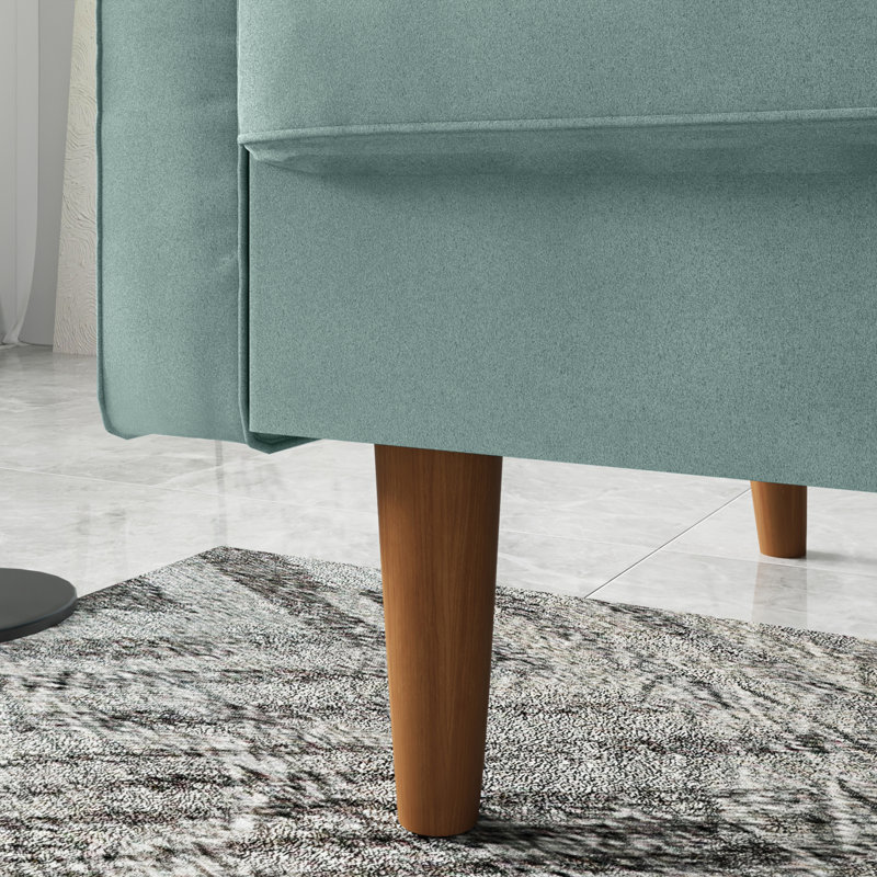 Collington 70" Square Arm Tufted Seat Sofa, Light Green Polyester
