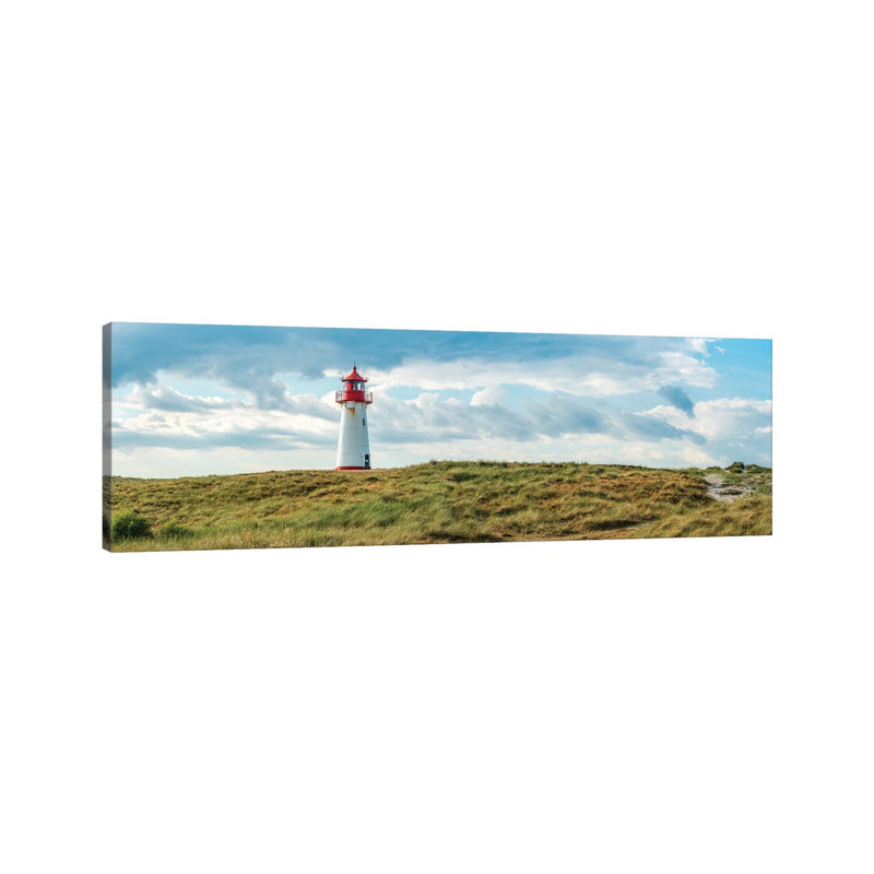 Sunrise At The Lighthouse List Ost, Sylt, Schleswig-Holstein, Germany by Jan Becke - Wrapped Canvas Panoramic Print