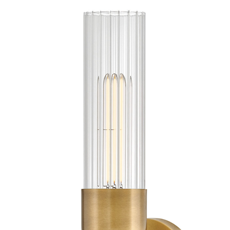 Morant Two Light Bath Wall Sconce w/ Fluted Glass Shades, Gold