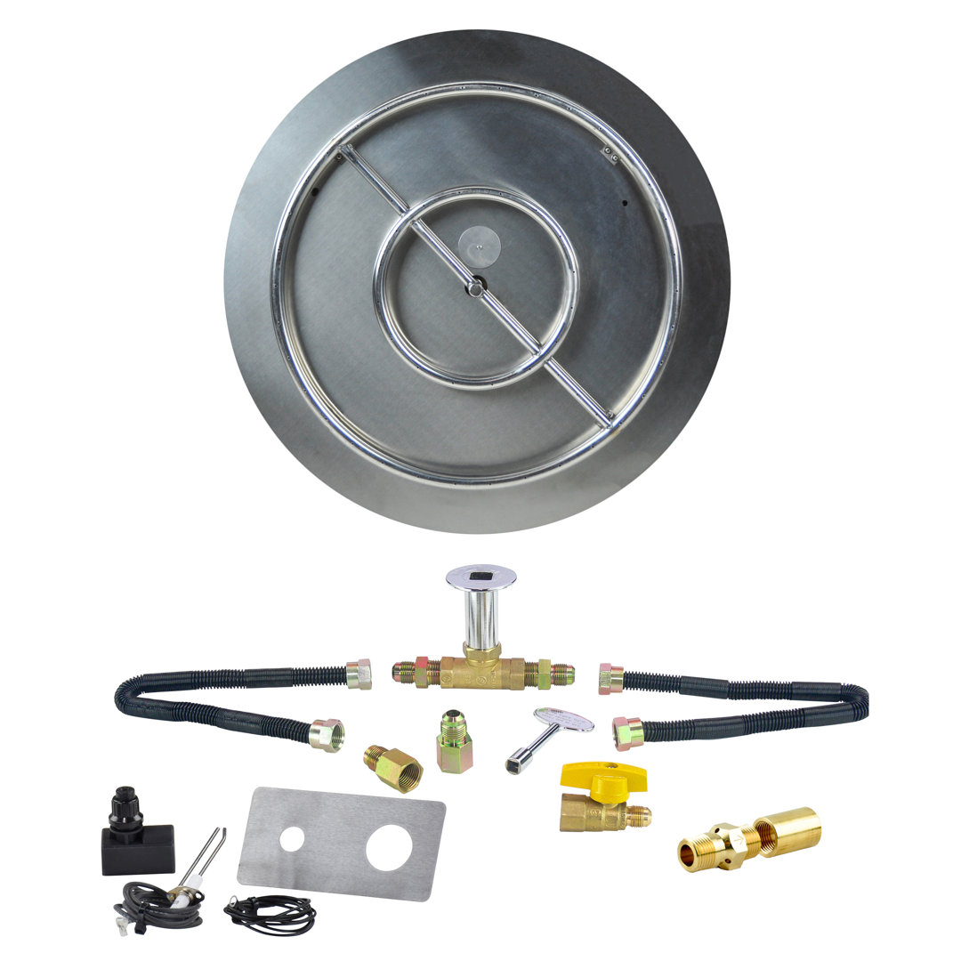 Stainless Steel Fire Pit Burner Pan & Ring Deluxe Kit for Liquid Propane Tretco
