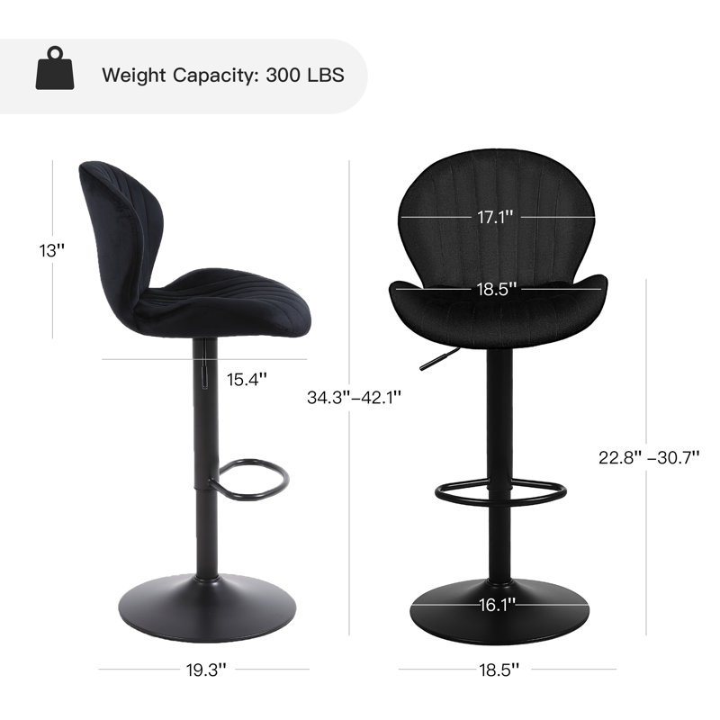 Tabouret de bar Lucah, Noir, 2