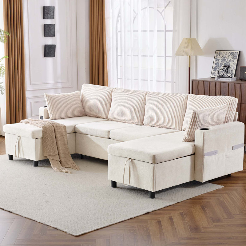 Canapé-lit modulaire de 111,8 pouces avec grand espace de rangement pour plus de confort et de polyvalence