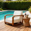 Fauteuil de jardin surdimensionné en bois d'acacia avec coussin, fauteuil lounge à assise profonde