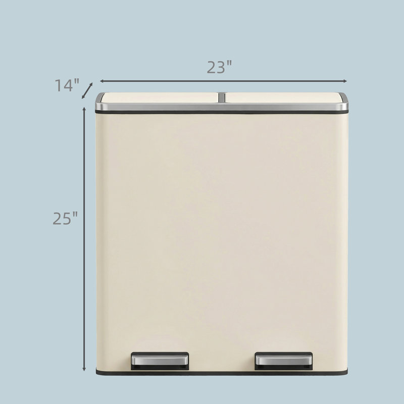 2 x 8 gallons en acier inoxydable multi-compartiments avec 15 sacs poubelles, Amande