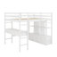 Lit mezzanine double avec bureau, tablettes et tiroirs de rangement