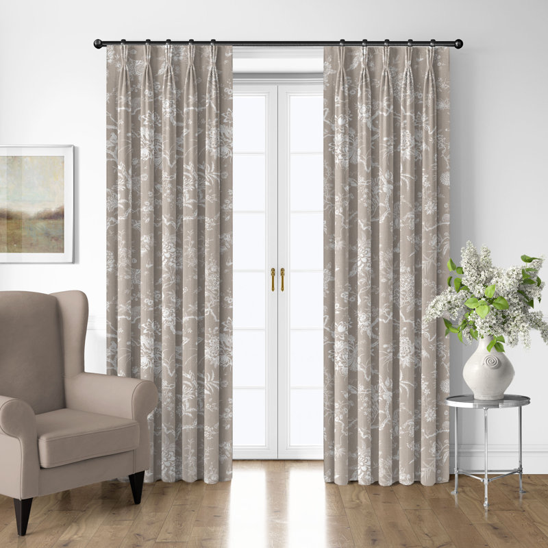 Elwood Natural Cotton Pinch Pleat Drapery Panel Set of 2, 20" W x 108" L