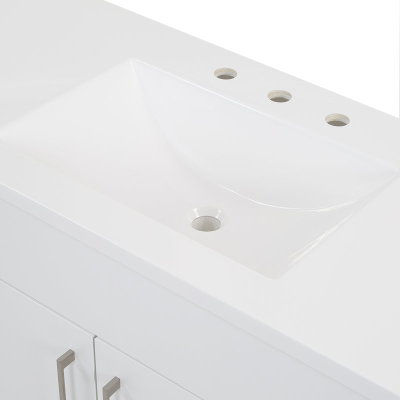Ayneka 48.5" W 4-Drawer Single Bathroom Vanity with Cultured Marble Top, White