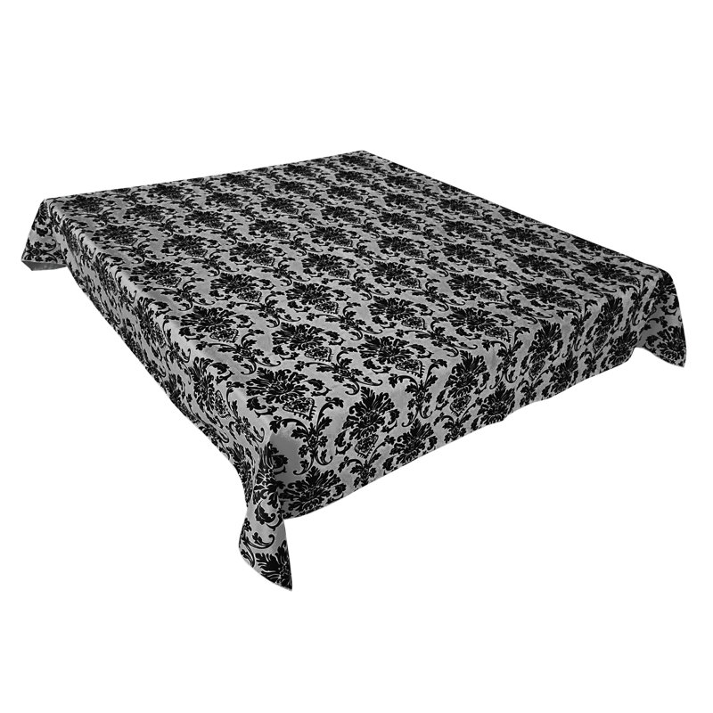 Floral Poplin Damask Tablecloths, 60" Rectangle, Silver