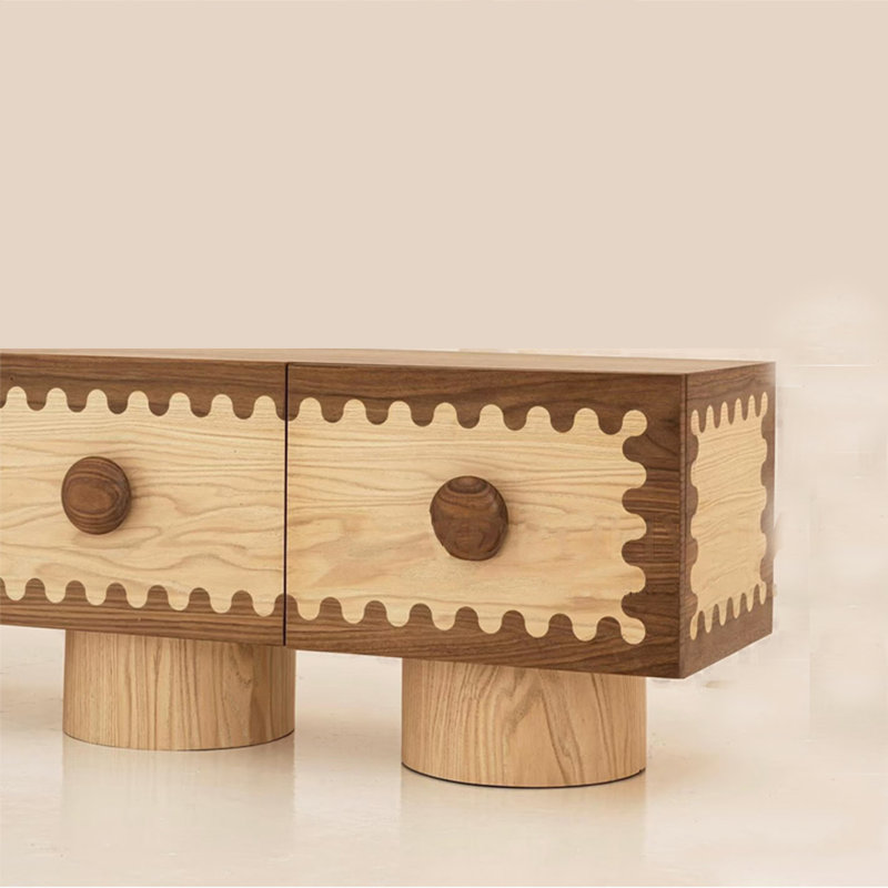 Meuble télé en bois massif French French, H 21,7 po x L 63 po x l 15,7 po