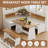 Corner Breakfast Nook Table Set With Cushion, L-shape Kitchen Dining Table With Bench, Farmhouse Wood Breakfast Nook Bench With Hidden Storage,white & Brown