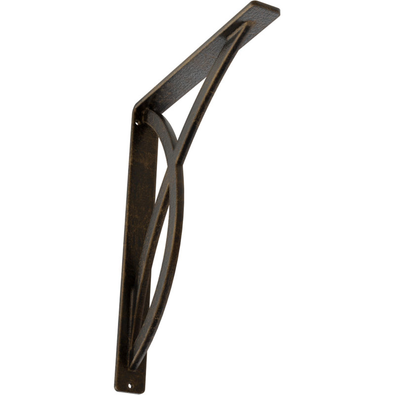 Miller Wrought Iron Bracket, Antiqued Brass, 12" H x 1.5" W x 10" D