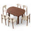Ensemble de table à manger extensible 7 pièces en bois massif noyer, 130 cm (51,2 po)