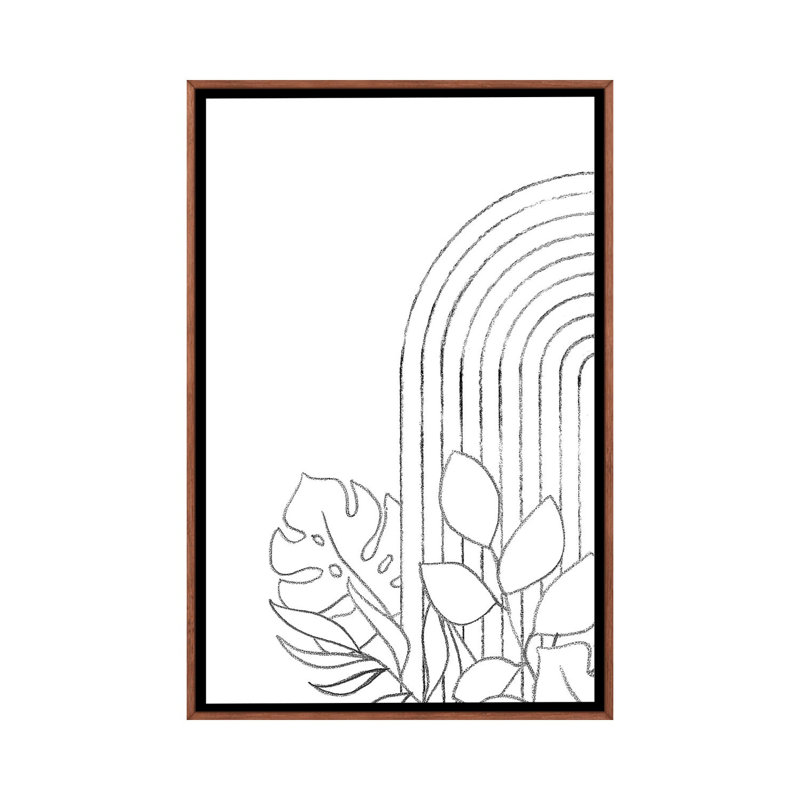Dessin botanique - reproduction d'art, Aucun mat, H 26 po x l 18 po x 1,5 po, Toile avec cadre en bois brun classique