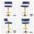 Blue 2pcs Bar Stools with Thick Corduroy Seat Electroplated Gold Trumpet Disk Base and Swivel Function-95927516