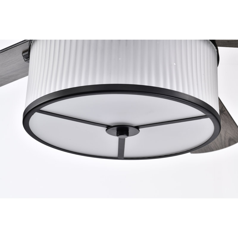 Ventilateur de plafond standard 52 pales 52 po avec télécommande et ensemble d'éclairage inclus Runhild, Noir mat