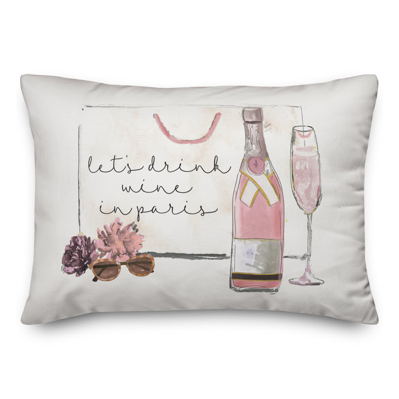  Housse de coussin rectangulaire et boisson Drink Wine in Paris