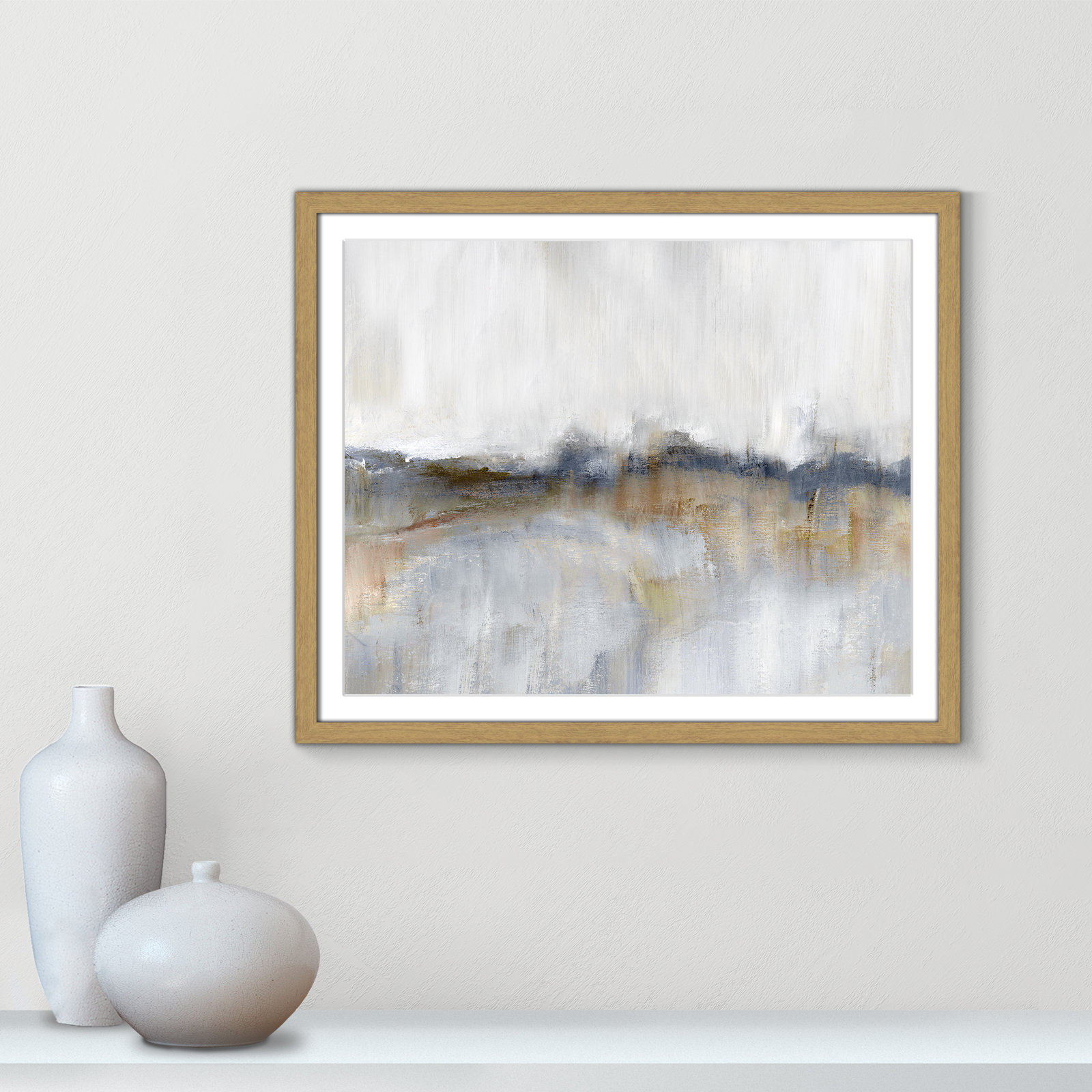 Autumnal Tide by Nan, 21.5" H x 25.5" W x 0.75" D, Natural Framed