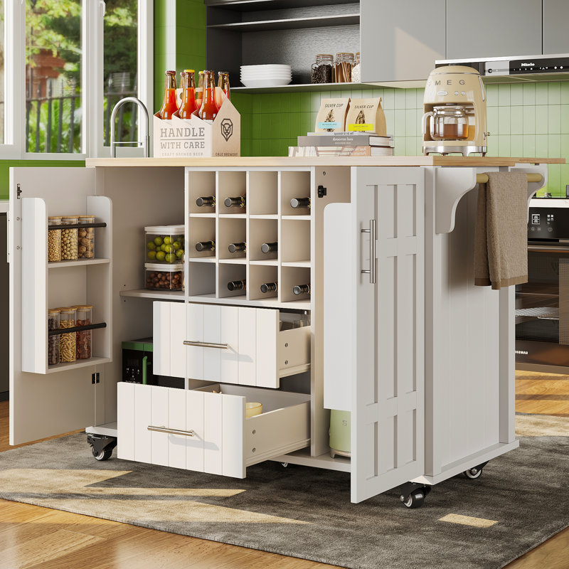 140 cm W Kitchen Island with Wheels