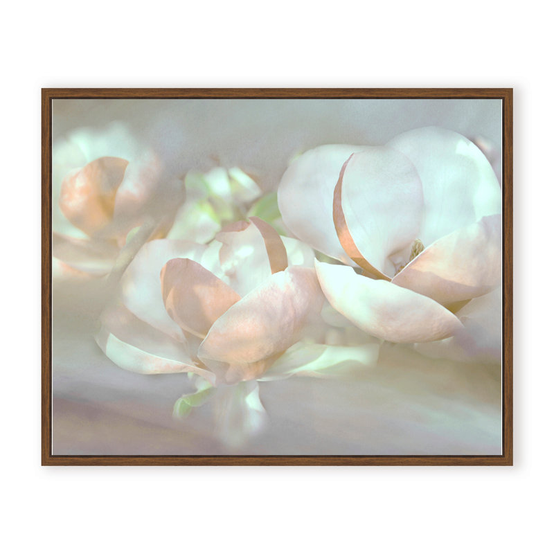 Nature Inspired Magnolia Dreams, 24" H x 30" W x 1.125" D, Framed Matted Print, White