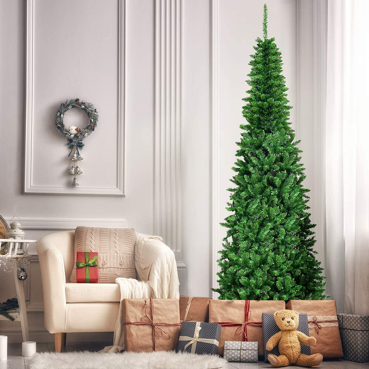 The Seasonal Aisle 225Cm H Green Cashmere Christmas Tree with 350 LED ...