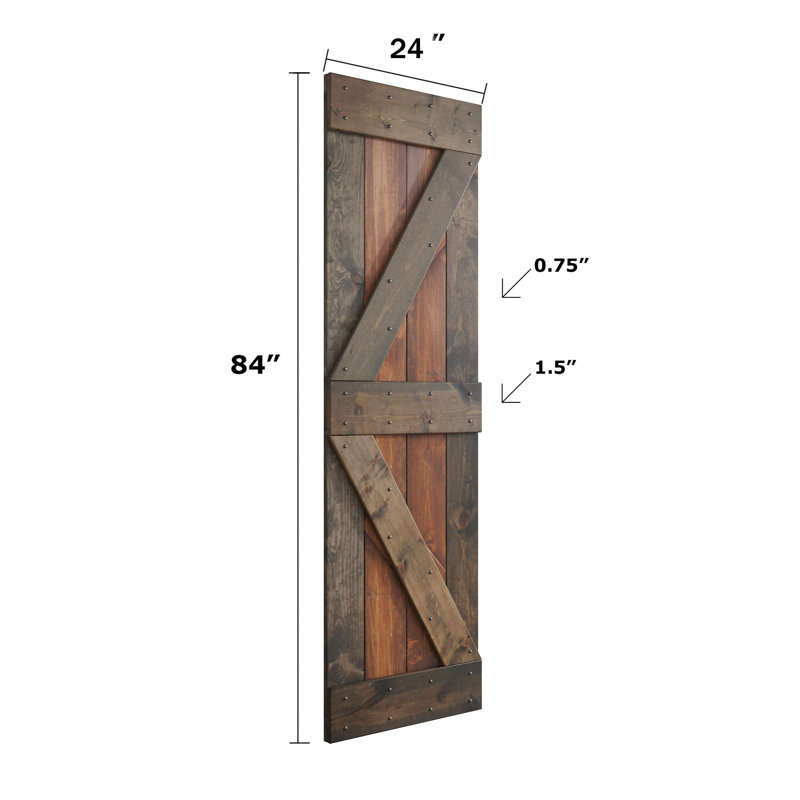 Porte de grange double à panneaux K Series avec quincaillerie d'installation, Noyer foncé / tonneau vieilli, 48 po x 84 po
