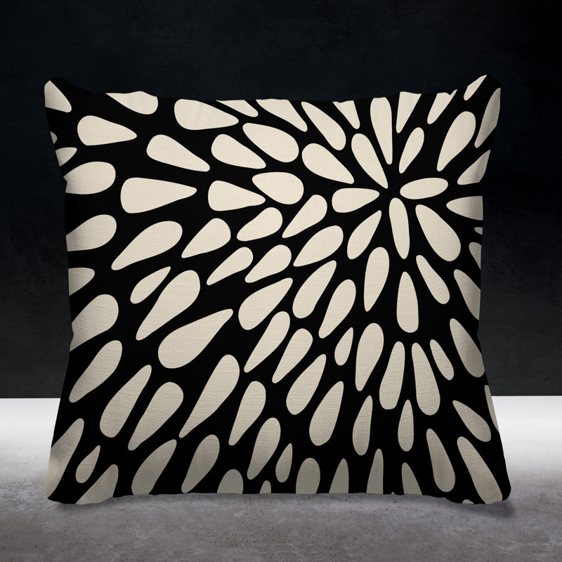 Eames Outdoor Reversible Throw Pillow, 15W" x 15H", Black