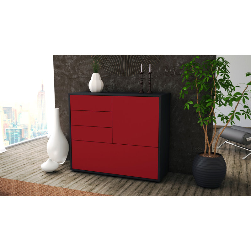 Redondo 92cm Sideboard, Anthracite/Red